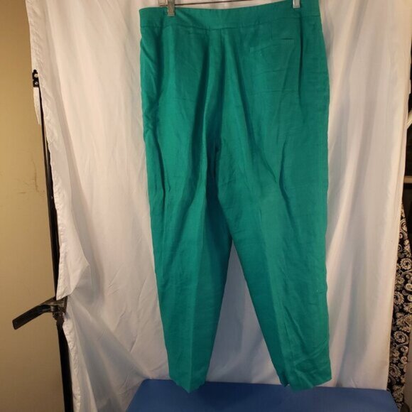Women's Rafaella Wide Leg Teal 100% Linen Pants - 14 - Picture 2 of 4